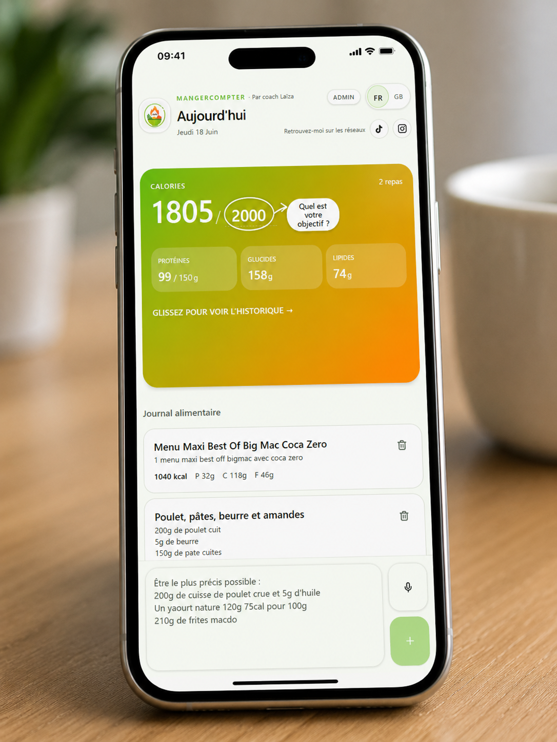 Écran d’accueil de l’application